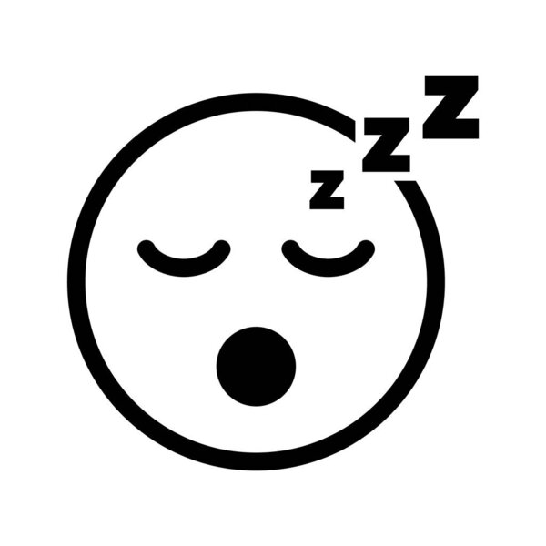 Simple sleeping person face icon. Editable vector.