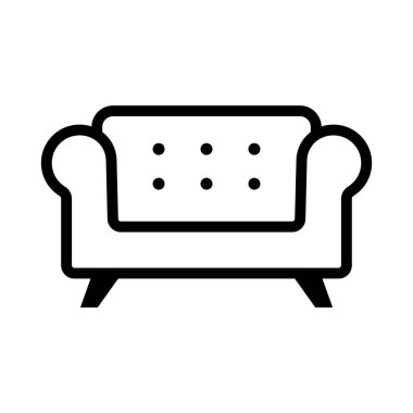 Basit bir kanepe ikonu. İç mekan. Düzenlenebilir vektör.