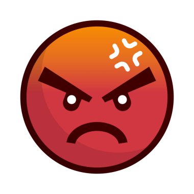 Kızgın yüz ikonu ve kızgın işaret. Düzenlenebilir vektör.