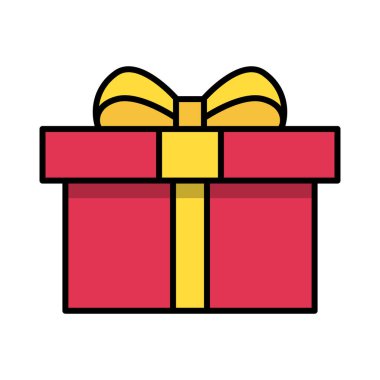 Düz tasarım hediye kutusu. Hediye. Düzenlenebilir vektör.