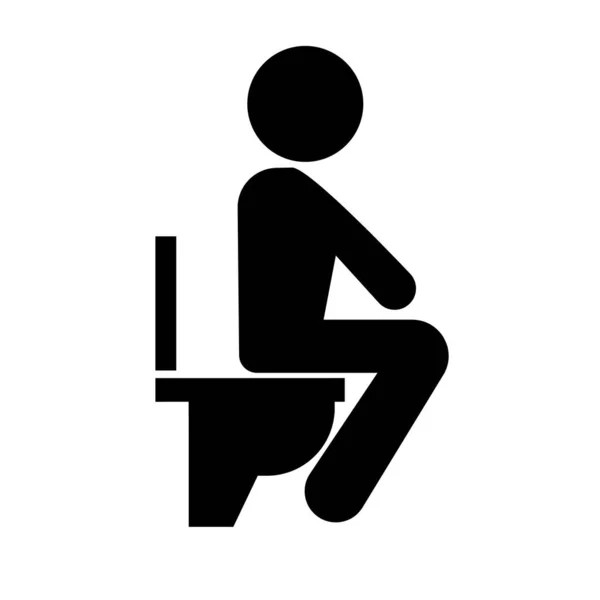 Lidé Sedící Záchodě Aby Vyprázdnili Siluetu Ikony Upravitelný Vektor — Stockový vektor