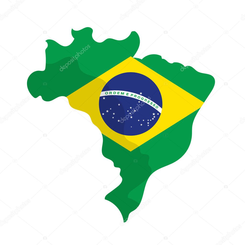 Brazilian flag map icon. Editable vector.