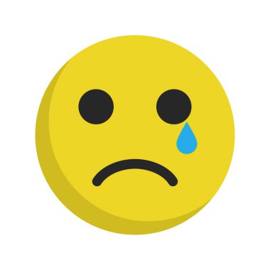 Flat design crying face icon. Editable vector. clipart