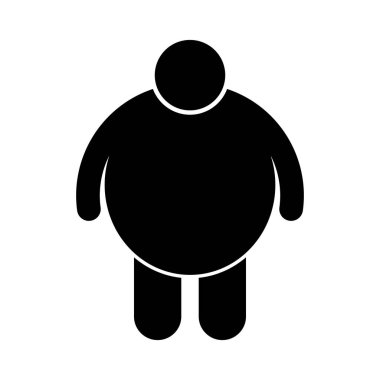 Şişman insan silueti simgesi. Fazla kilolu. Obezite. Düzenlenebilir vektör.