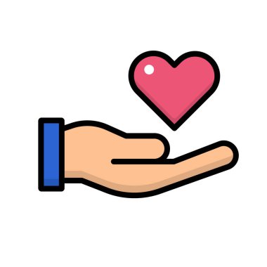 Düz tasarım kalp el ikonu veriyor. Düzenlenebilir vektör.