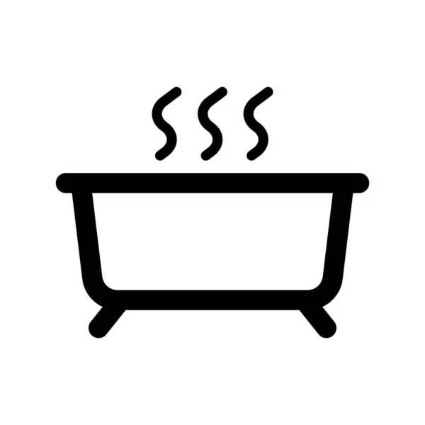 Einfaches Badewannen Symbol Mit Dampf Editierbarer Vektor — Stockvektor