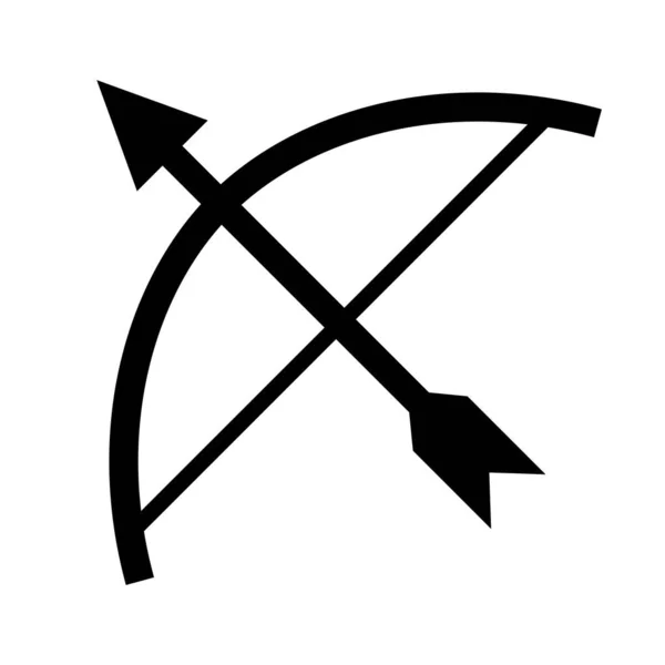 Old Bow Arrow Silhouette Icon Weapon Editable Vector — Stock Vector