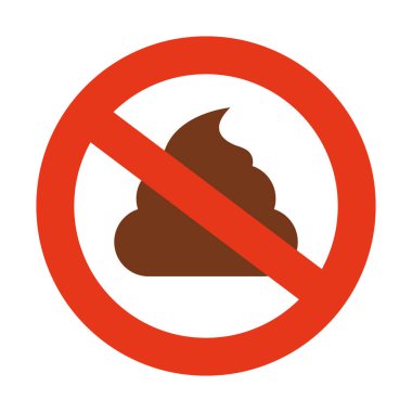 Düz tasarım kaka yasağı ikonu. Kaka kısıtlamaları. Düzenlenebilir vektör.