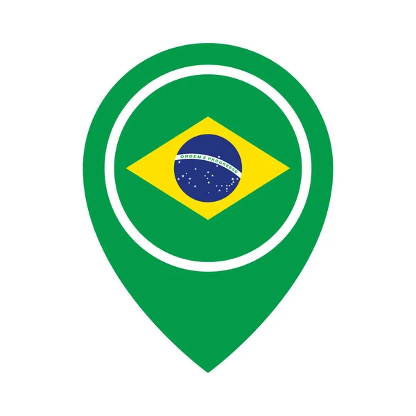 Brazilian Map Pin Icon Brazil Location Information Editable Vector — Stock Vector