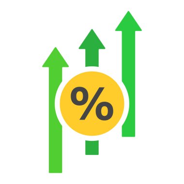 Düz tasarım faiz oranı artış simgesi. Düzenlenebilir vektör.