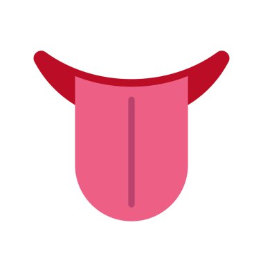 Dil simgesini dışarı çıkaran düz dizayn. Düzenlenebilir vektör.