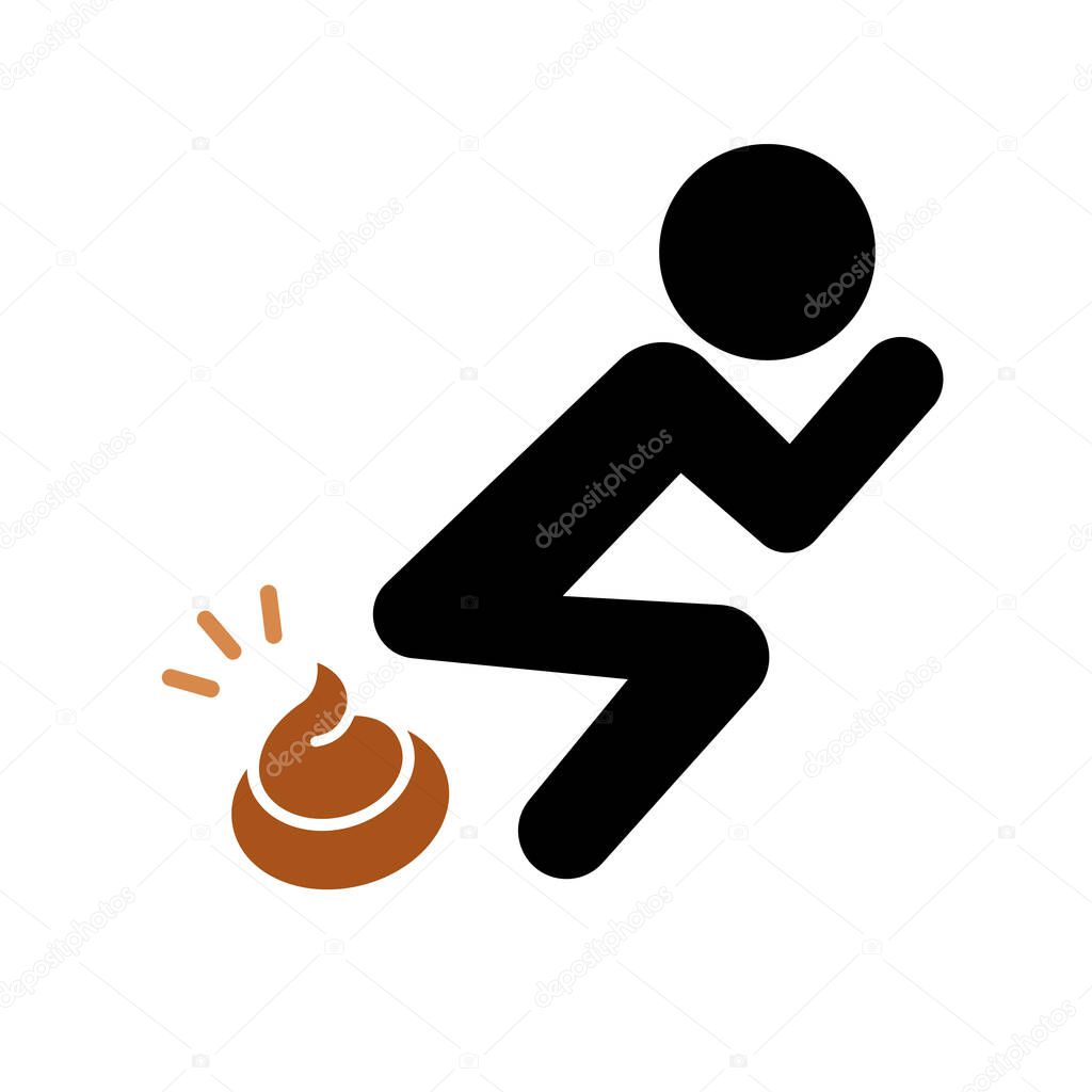 Pooping person and poop. Editable vector.
