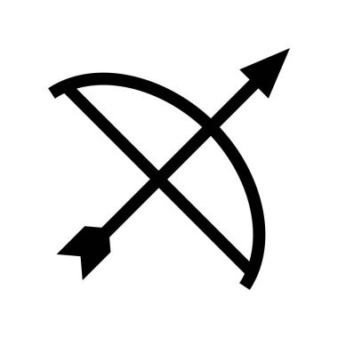 Basit yay ve ok silueti simgesi. Düzenlenebilir vektör.