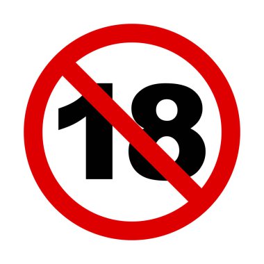 18 yaşın altında ikon yasaktır. Yaş sınırlandırılmış içerik. Düzenlenebilir vektör.