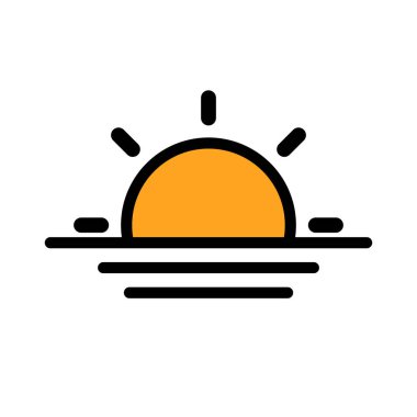 Gün batımı simgesi. Alacakaranlık simgesi. Düzenlenebilir vektör.