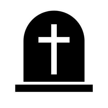 Üzerinde haç işlenmiş Hristiyan mezar silueti simgesi. Düzenlenebilir vektör.