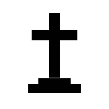 Hristiyan mezar silueti simgesi. Hıristiyan mezarı. Düzenlenebilir vektör.