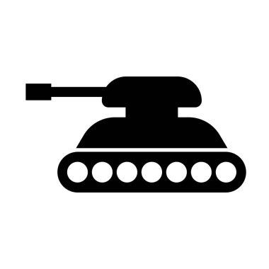 Tank siluet simgesi. Bombardıman ikonu. Düzenlenebilir vektör.