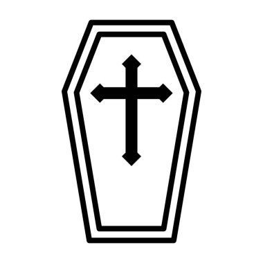 Basit bir Cadılar Bayramı Hristiyan tabut ikonu. Düzenlenebilir vektör.