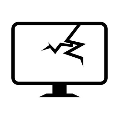 Kırık bilgisayar simgesi. Kırık bilgisayar ekranı. Düzenlenebilir vektör.