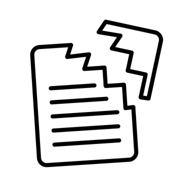 Basit yırtık dosya simgesi. Yozlaşmış dosya. Düzenlenebilir vektör.