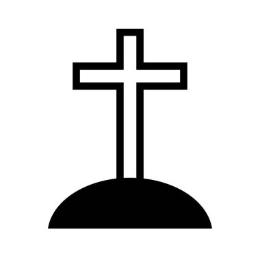 Basit bir Hristiyan mezar ikonu. Düzenlenebilir vektör.