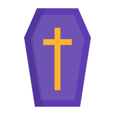 Düz tasarım Hristiyan tabut ikonu. Düzenlenebilir vektör.