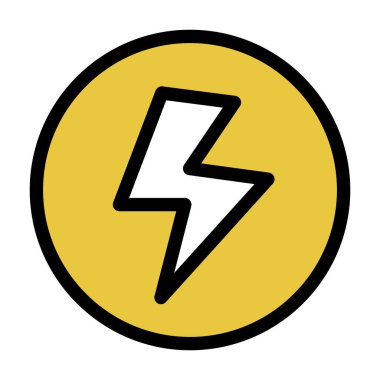 Yuvarlak elektrik ikonu. Elektriksel güç. Düzenlenebilir vektör.