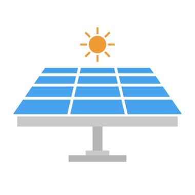 Güneş enerjisi üretimi. Güneş paneli. Düzenlenebilir vektör.