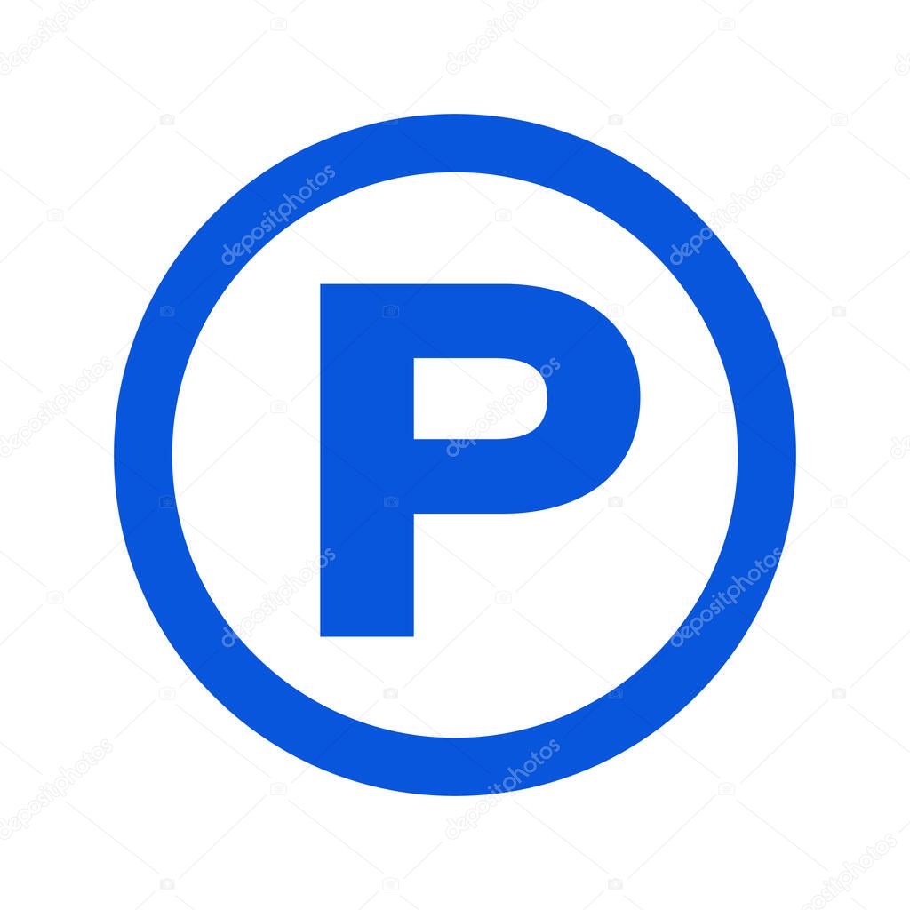 Round parking icon. Parking spot. Editable vector.