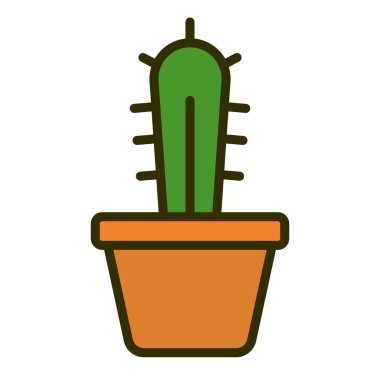 Basit bir saksı ve kaktüs ikonu. Düzenlenebilir vektör.