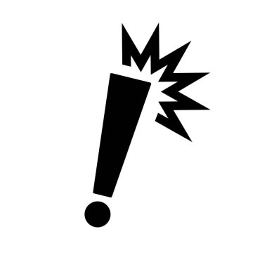 Vurgulanan sürpriz siluet simgesi. Tepki ünlem simgesi. Güçlü etki simgesi. Düzenlenebilir vektör.