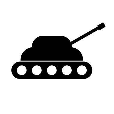 Tank silhouette icon. Military weapon. Editable vector.