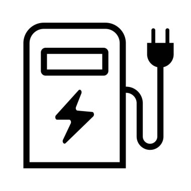 Basit bir elektrik şarj istasyonu simgesi. EV şarj istasyonu. Düzenlenebilir vektör.