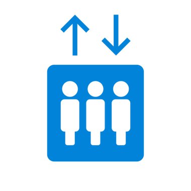 Mavi asansör bilgilendirme işareti. Düzenlenebilir vektör.