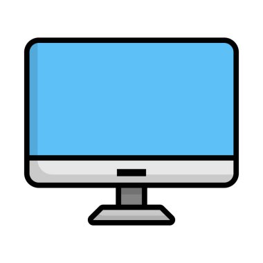 Masaüstü bilgisayar simgesi. Monitör. Düzenlenebilir vektör.