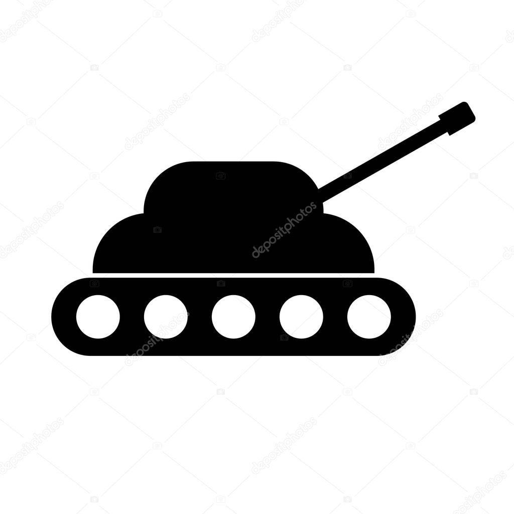 Tank silhouette icon. Military weapon. Editable vector.