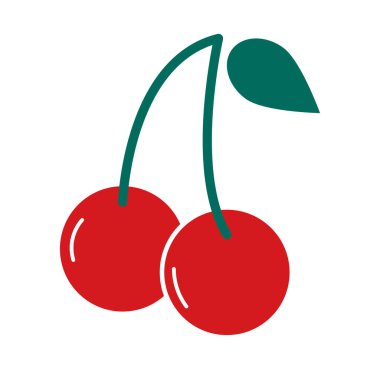 Kırmızı kiraz meyvesi ikonu. Düzenlenebilir vektör.