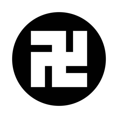 Yuvarlak gamalı haç siluet simgesi. Düzenlenebilir vektör.