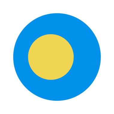 Palau bayrağı simgesi etrafında düz tasarım. Düzenlenebilir vektör.