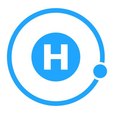 Hidrojen ikonu. H kimyasal sembolü simgesi. Düzenlenebilir vektör.