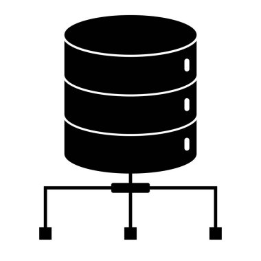Basit bağlı sunucu siluet simgesi. Düzenlenebilir vektör.