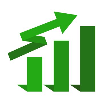 Düz tasarım yeşil grafik simgesi artıyor. Düzenlenebilir vektör.