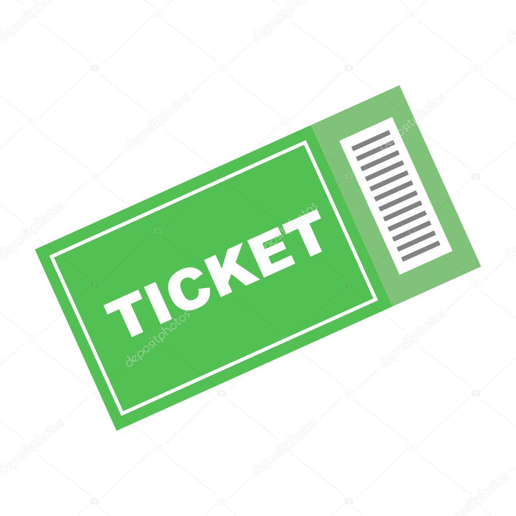 Flat design green ticket icon. Editable vector.