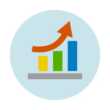 Yuvarlak düz tasarım yükselen grafik simgesi. Düzenlenebilir vektör.