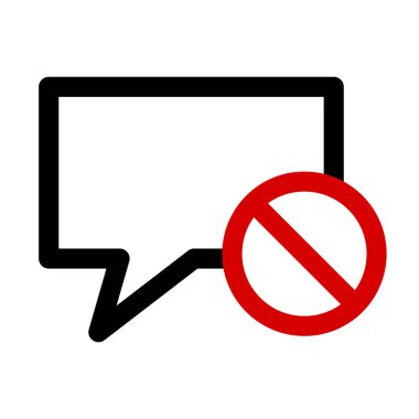 Sohbet simgesi. Sohbet yasağı. Düzenlenebilir vektör.