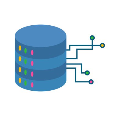 Modern bağlantılı sunucu simgesi. Düzenlenebilir vektör.