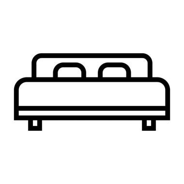 Basit çift kişilik yatak ikonu. Düzenlenebilir vektör.