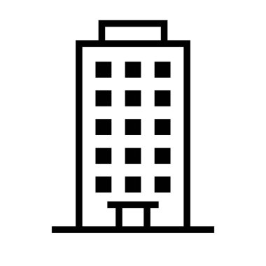 Basit gökdelen simgesi. Ofis kulesi ikonu. Düzenlenebilir vektör.