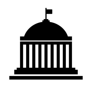 Basit bir hükümet binası silueti simgesi. Düzenlenebilir vektör.